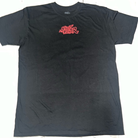 Street Fighter- Ryu Hadoken Black Graphic T-Shirt - Picture 1 of 4